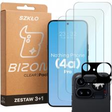 Set protectie 4in1 Bizon Glass Clear Pack, 3 folii sticla ecran + 1 folie sticla camera foto, compatibil cu Nothing Phone (4a) Pro, Transparent
