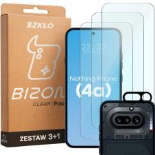 Set protectie 4in1 Bizon Glass Clear Pack, 3 folii sticla ecran + 1 folie sticla camera foto, compatibil cu Nothing Phone (4a), Transparent
