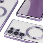 Carcasa cu protectie pentru camera Bizon GuardO cu MagSafe compatibila cu Samsung Galaxy S25 Ultra, Transparent / Mov 5 - lerato.ro