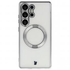 Huse si carcase Samsung Galaxy S25 Ultra, Carcasa cu protectie pentru camera Bizon GuardO cu MagSafe compatibila cu Samsung Galaxy S25 Ultra, Clear / Silver, lerato.ro