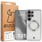 Carcasa cu protectie pentru camera Bizon GuardO cu MagSafe compatibila cu Samsung Galaxy S25 Ultra, Clear / Silver 6 - lerato.ro