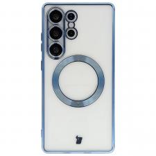 Huse si carcase Samsung Galaxy S25 Ultra, Carcasa cu protectie pentru camera Bizon GuardO cu MagSafe compatibila cu Samsung Galaxy S25 Ultra, Transparent / Albastru, lerato.ro