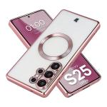Carcasa cu protectie pentru camera Bizon GuardO cu MagSafe compatibila cu Samsung Galaxy S25 Ultra, Transparent / Roz 3 - lerato.ro