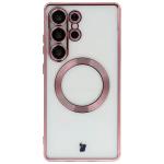 Carcasa cu protectie pentru camera Bizon GuardO cu MagSafe compatibila cu Samsung Galaxy S25 Ultra, Transparent / Roz 2 - lerato.ro