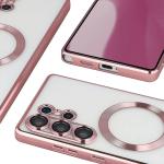 Carcasa cu protectie pentru camera Bizon GuardO cu MagSafe compatibila cu Samsung Galaxy S25 Ultra, Transparent / Roz 5 - lerato.ro