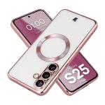 Carcasa cu protectie pentru camera Bizon GuardO cu MagSafe compatibila cu Samsung Galaxy S25 Plus, Transparent / Roz 3 - lerato.ro