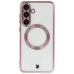 Carcasa cu protectie pentru camera Bizon GuardO cu MagSafe compatibila cu Samsung Galaxy S25 Plus, Transparent / Roz 2 - lerato.ro