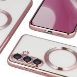 Carcasa cu protectie pentru camera Bizon GuardO cu MagSafe compatibila cu Samsung Galaxy S25 Plus, Transparent / Roz 5 - lerato.ro