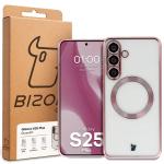 Carcasa cu protectie pentru camera Bizon GuardO cu MagSafe compatibila cu Samsung Galaxy S25 Plus, Transparent / Roz 6 - lerato.ro