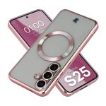 Carcasa cu protectie pentru camera Bizon GuardO cu MagSafe compatibila cu Samsung Galaxy S25, Transparent / Roz 3 - lerato.ro