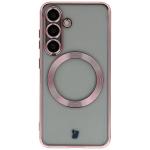 Carcasa cu protectie pentru camera Bizon GuardO cu MagSafe compatibila cu Samsung Galaxy S25, Transparent / Roz 2 - lerato.ro