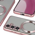Carcasa cu protectie pentru camera Bizon GuardO cu MagSafe compatibila cu Samsung Galaxy S25, Transparent / Roz 5 - lerato.ro