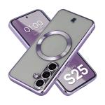 Carcasa cu protectie pentru camera Bizon GuardO cu MagSafe compatibila cu Samsung Galaxy S25, Transparent / Mov 3 - lerato.ro