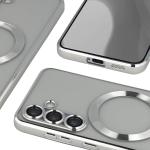 Carcasa cu protectie pentru camera Bizon GuardO cu MagSafe compatibila cu Samsung Galaxy S25, Clear / Silver 5 - lerato.ro
