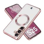 Carcasa cu protectie pentru camera Bizon GuardO cu MagSafe compatibila cu Samsung Galaxy S25 FE, Transparent / Roz 3 - lerato.ro