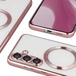 Carcasa cu protectie pentru camera Bizon GuardO cu MagSafe compatibila cu Samsung Galaxy S25 FE, Transparent / Roz 5 - lerato.ro