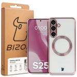 Carcasa cu protectie pentru camera Bizon GuardO cu MagSafe compatibila cu Samsung Galaxy S25 FE, Transparent / Roz 6 - lerato.ro
