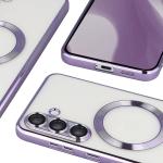 Carcasa cu protectie pentru camera Bizon GuardO cu MagSafe compatibila cu Samsung Galaxy S25 FE, Transparent / Mov 5 - lerato.ro