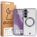 Carcasa cu protectie pentru camera Bizon GuardO cu MagSafe compatibila cu Samsung Galaxy S25 FE, Transparent / Mov 6 - lerato.ro