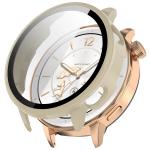 Carcasa cu protectie ecran din sticla securizata BizonMobile compatibila cu OnePlus Watch 3 43mm, Bej 2 - lerato.ro