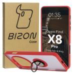 Carcasa Bizon Hybrid Ring compatibila cu Oppo Find X8 Pro, Rosu 3 - lerato.ro