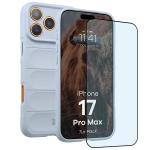 Kit protectie 2 in 1 BizonMobile, Carcasa Bizon Tur si Folie sticla securizata Bizon Glass Edge, compatibil cu iPhone 17 Pro Max, Light Blue 2 - lerato.ro