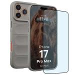 Kit protectie 2 in 1 BizonMobile, Carcasa Bizon Tur si Folie sticla securizata Bizon Glass Edge, compatibil cu iPhone 17 Pro Max, Light Grey 2 - lerato.ro