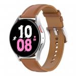 Curea din piele ecologica Bizon Strap Watch Casual compatibila cu Samsung Galaxy Watch FE / 7 / 6 / 6 Classic / 5 / 5 Pro / 4, Maro 2 - lerato.ro