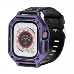 Curea din poliuteran Bizon Strap Watch Armor cu rama de protectie compatibila cu Apple Watch Ultra 49mm, Mov 2 - lerato.ro