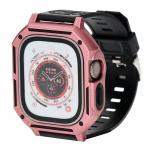 Curea din poliuteran Bizon Strap Watch Armor cu rama de protectie compatibila cu Apple Watch Ultra 49mm, Light Pink 2 - lerato.ro