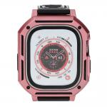 Curea din poliuteran Bizon Strap Watch Armor cu rama de protectie compatibila cu Apple Watch Ultra 49mm, Light Pink 3 - lerato.ro