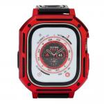 Curea din poliuteran Bizon Strap Watch Armor cu rama de protectie compatibila cu Apple Watch Ultra 49mm, Rosu 3 - lerato.ro