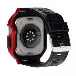 Curea din poliuteran Bizon Strap Watch Armor cu rama de protectie compatibila cu Apple Watch Ultra 49mm, Rosu 4 - lerato.ro