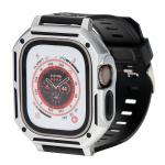 Curea din poliuteran Bizon Strap Watch Armor cu rama de protectie compatibila cu Apple Watch Ultra 49mm, Silver 2 - lerato.ro