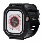 Curea din poliuteran Bizon Strap Watch Armor cu rama de protectie compatibila cu Apple Watch Ultra 49mm, Negru 2 - lerato.ro