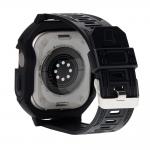 Curea din poliuteran Bizon Strap Watch Armor cu rama de protectie compatibila cu Apple Watch Ultra 49mm, Negru 4 - lerato.ro