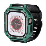 Curea din poliuteran Bizon Strap Watch Armor cu rama de protectie compatibila cu Apple Watch Ultra 49mm, Verde 2 - lerato.ro