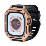 Curea din poliuteran Bizon Strap Watch Armor cu rama de protectie compatibila cu Apple Watch Ultra 49mm, Gold 2 - lerato.ro
