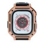 Curea din poliuteran Bizon Strap Watch Armor cu rama de protectie compatibila cu Apple Watch Ultra 49mm, Gold 3 - lerato.ro