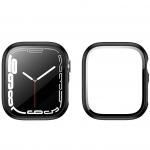 Carcasa cu protectie ecran din sticla securizata BizonMobile compatibila cu Apple Watch 8/7 45mm, Negru 7 - lerato.ro