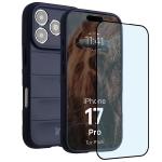 Kit protectie 2 in 1 BizonMobile, Carcasa Bizon Tur si Folie sticla securizata Bizon Glass Edge, compatibil cu iPhone 17 Pro, Dark Blue 2 - lerato.ro