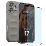 Kit protectie 2 in 1 BizonMobile, Carcasa Bizon Tur si Folie sticla securizata Bizon Glass Edge, compatibil cu iPhone 17, Light Grey 2 - lerato.ro
