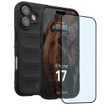 Kit protectie 2 in 1 BizonMobile, Carcasa Bizon Tur si Folie sticla securizata Bizon Glass Edge, compatibil cu iPhone 17, Negru 2 - lerato.ro