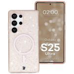Carcasa Bizon SparklO cu MagSafe compatibila cu Samsung Galaxy S25 Ultra, Glitter Orange 3 - lerato.ro