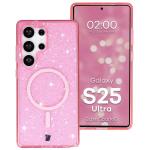 Carcasa Bizon SparklO cu MagSafe compatibila cu Samsung Galaxy S25 Ultra, Glitter Pink 3 - lerato.ro