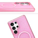 Carcasa Bizon SparklO cu MagSafe compatibila cu Samsung Galaxy S25 Ultra, Glitter Pink 6 - lerato.ro