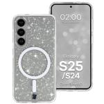 Carcasa Bizon SparklO cu MagSafe compatibila cu Samsung Galaxy S25 / S24, Glitter Clear 3 - lerato.ro