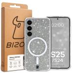Carcasa Bizon SparklO cu MagSafe compatibila cu Samsung Galaxy S25 / S24, Glitter Clear 7 - lerato.ro