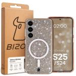 Carcasa Bizon SparklO cu MagSafe compatibila cu Samsung Galaxy S25 / S24, Glitter Orange 7 - lerato.ro