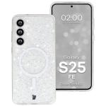 Carcasa Bizon SparklO cu MagSafe compatibila cu Samsung Galaxy S25 FE, Glitter Clear 3 - lerato.ro